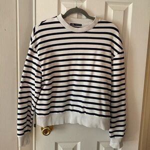 Zara Navy Blue & White Striped Sweater